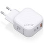 AISENS Cargador GaN 65W con 2x USB-C y 1x USB-A Blanco